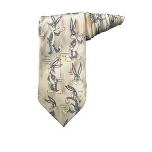 Looney Tunes Bugs Bunny All Over Print Vintage 1994 Novelty Cartoon Necktie Silk